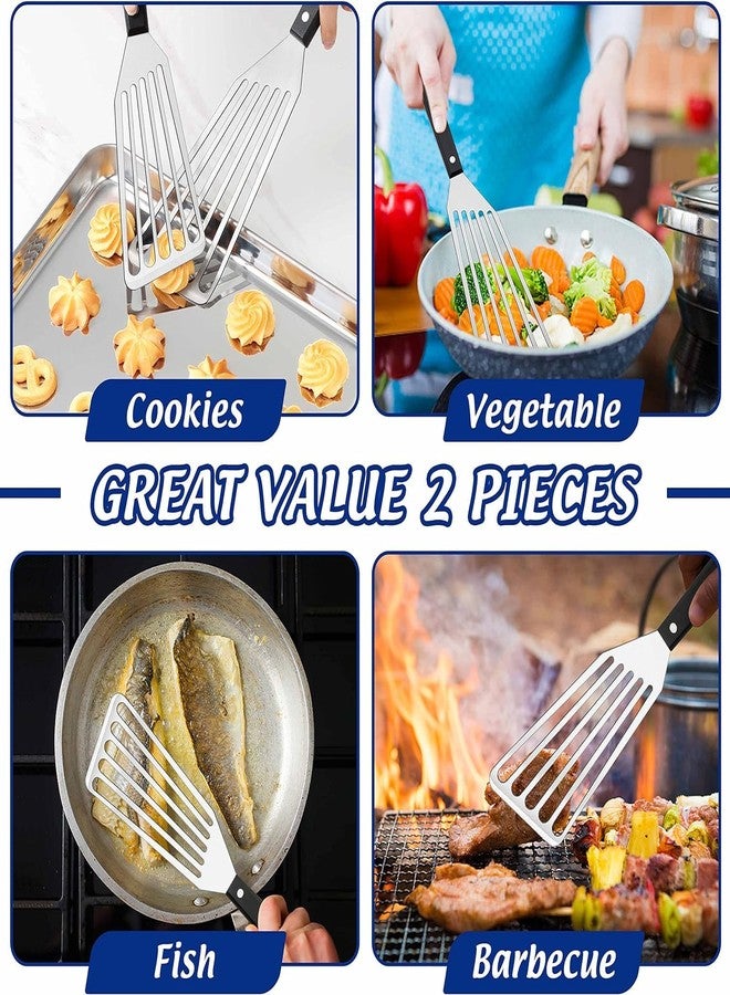 P Plus Fire Stainless Steel Fish Turner, Kitchen Slotted Turner, Fish Spatula, Thin & Flexible Slotted Spatula, Slotted Cooking Spatula for Kitchen, Food Flipper Spatula (Set of 2, Big+Small) - Image 3